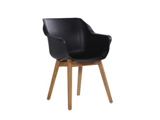 Sophie Teak Armchair Zwart - 2 stuks